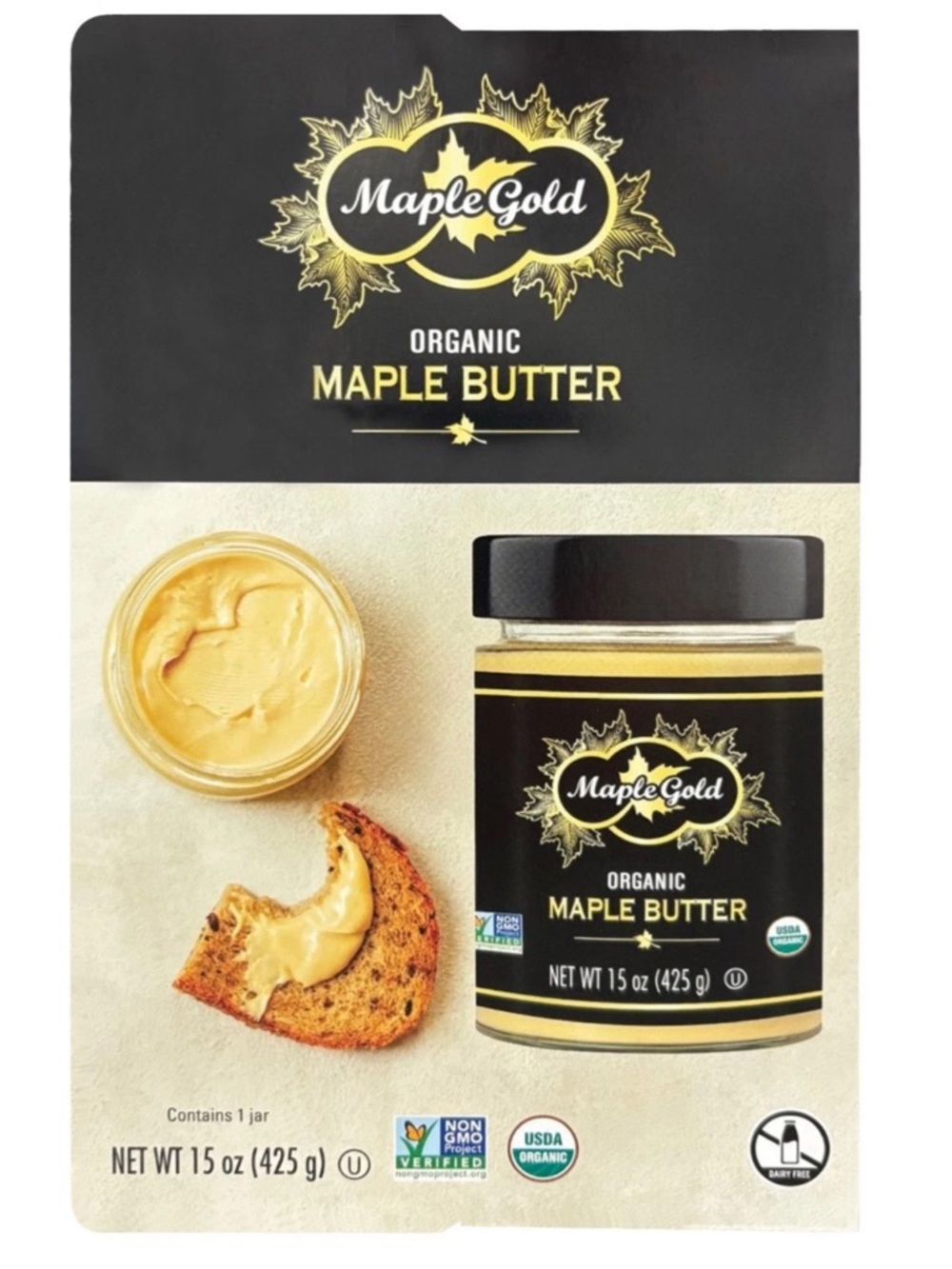 Maple Gold Organic Maple Butter Creamy Golden Spread 100% Maple Syrup 15oz new